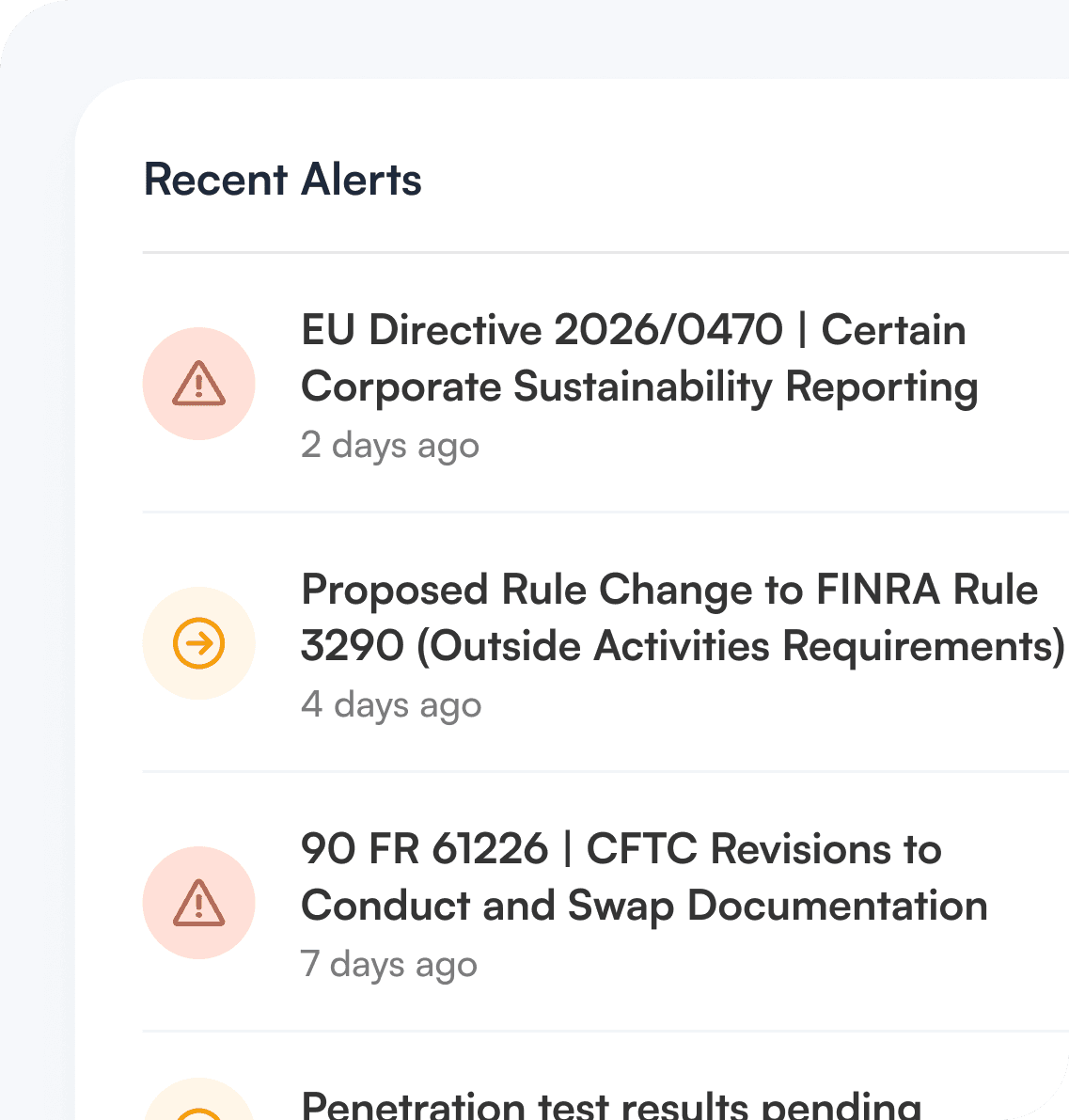 Recent alerts panel