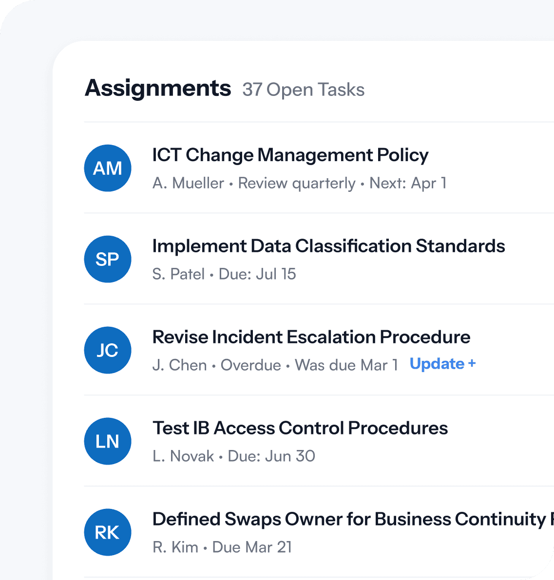 Assignments workflow panel